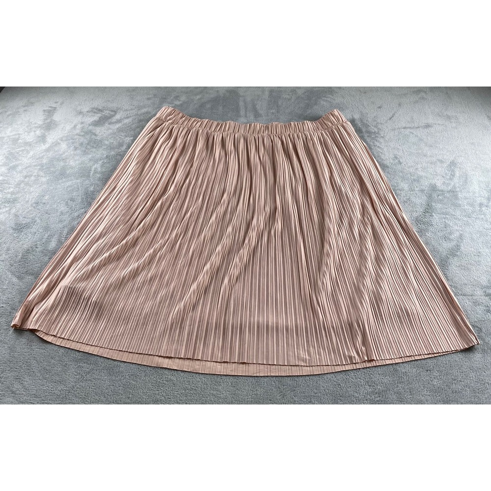 Torrid Womens Plus Size 4 Blush Pink Pleated Midi Skirt Elastic Waist Accordion